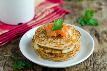 Pancakes with salted salmon
