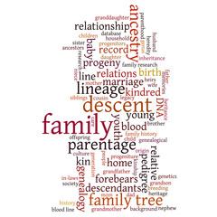Family and family history research word cloud 