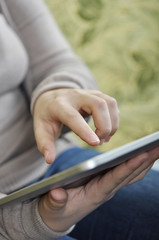 female using tablet pc