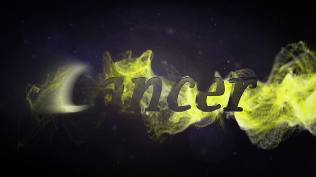 Cancer Zodiac Text and Sign in Particle - HD1080