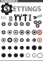 Vector set web icons. settings cogwheel