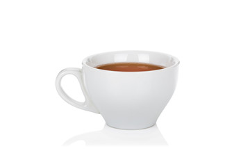 White ceramic cup of tea on white