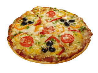 home pizza with tomato and eggplant