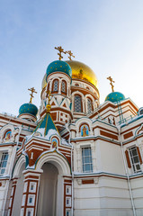 Fototapeta na wymiar Orthodox church in Omsk winter