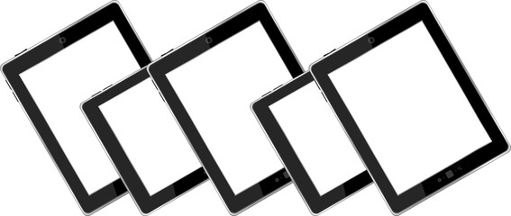 Set of blank generic tablet pc with blank screen