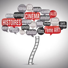 Naklejka premium nuage de mots bulles silhouette : cinéma