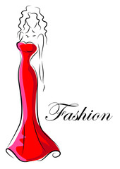 Мода женщина, иллюстрация руки рисования