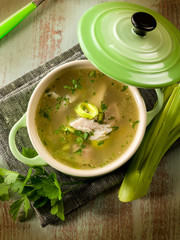 soup with chicken and leek