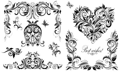 Vintage wedding design elements for invitations