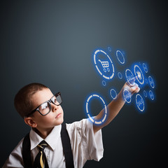 Boy in an adult business suit