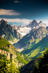 Naklejka premium Beautiful walley in Caucasus mountains in Upper Svaneti, Georgia