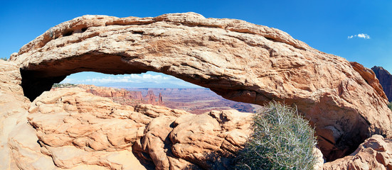panoramic view of famous Mesa Arch