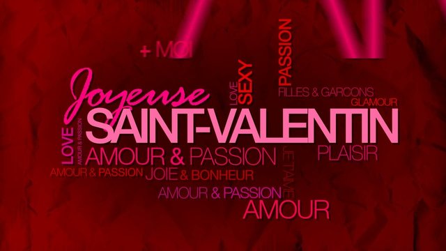 Joyeuse Saint-Valentin carte vid&eacute;o nuage de mots animation