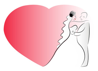 Vector bride and groom cartoon