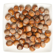 Plate of hazelnuts