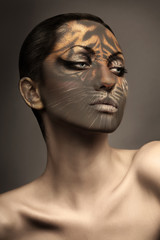 sexy woman with tiger face