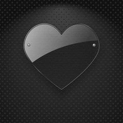 Vector glass heart over metal background