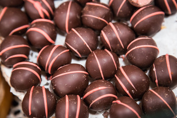 Many different chocolate candy closeup