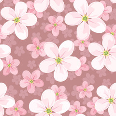 Seamless background with cherry blossoms. Vector illustration.