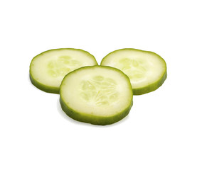 The cucumber cut by circles on a white background