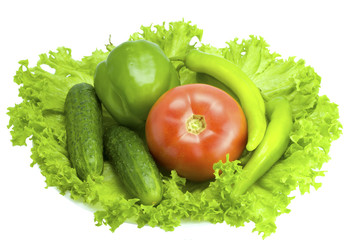 Salad, hot pepper, tamato, the Bulgarian pepper