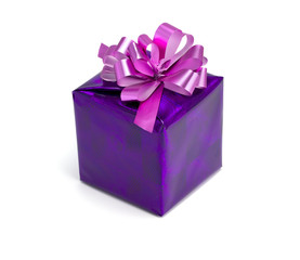 Violet gift on a white background