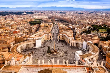 Fototapete Rome Rom, Italien. Berühmter Petersplatz im Vatikan und Antenne v