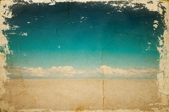 Desert Landscape With Deep Blue Sky And Clouds