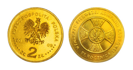 Two zloties anniversary coin