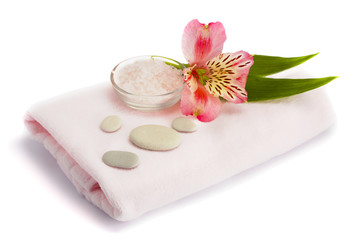 Spa accessories on a white background