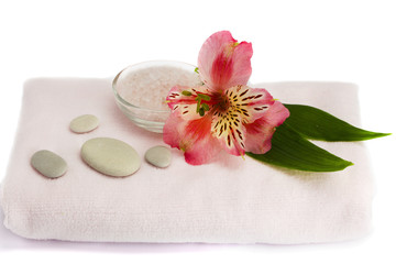 Spa accessories on a white background