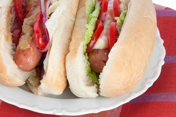 hot dog on a plate