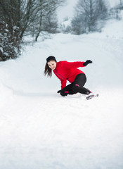 Naklejka premium Winter running woman
