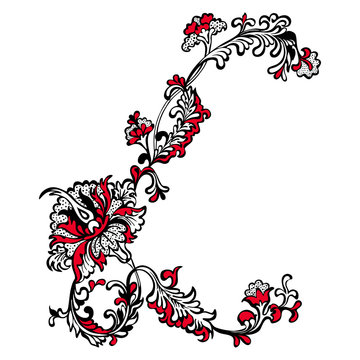 Abstract floral pattern. Letter L