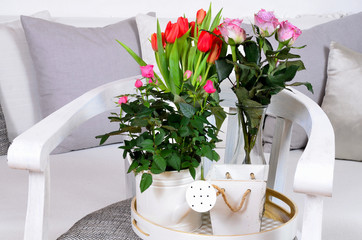 Blumen Kaffee Kissen Shabby Chic