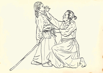 Fototapeta premium aikido - drawing converted into vector