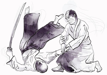 aikido - drawing converted into vector © kuco