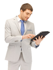 happy man with tablet pc computer