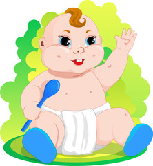 baby with a spoon