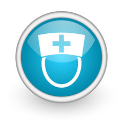 nurse blue glossy icon on white background