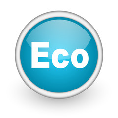 eco blue glossy icon on white background