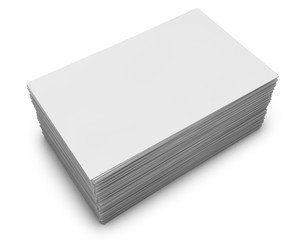 Blank business cards stack isolated on white
