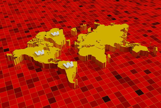 3d world map with www