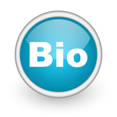 bio blue glossy icon on white background