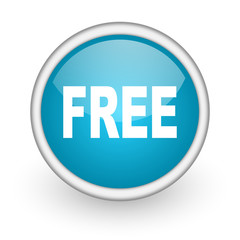 free blue glossy icon on white background