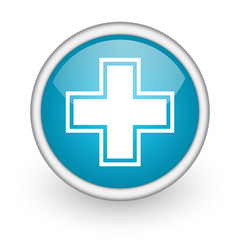 Fototapeta premium pharmacy blue glossy icon on white background