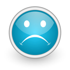 cry blue glossy icon on white background