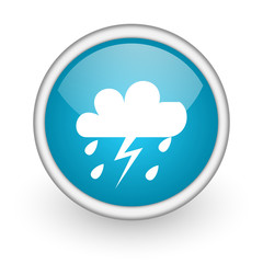 weather forecast blue glossy icon on white background