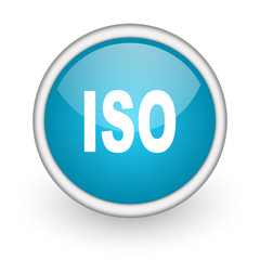 iso blue glossy icon on white background