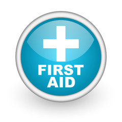 Obraz premium first aid blue glossy icon on white background
